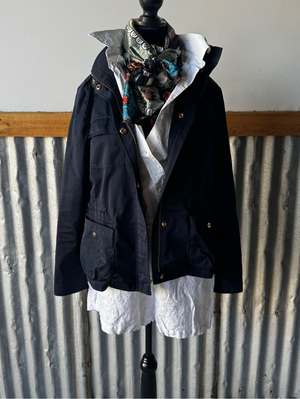 Talbots Navy Utility Field Jacket with Snap Pockets